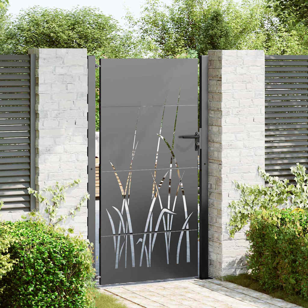 Gartentor, Gartentor 105x75 cm Cortenstahl Gras Design Schwarz