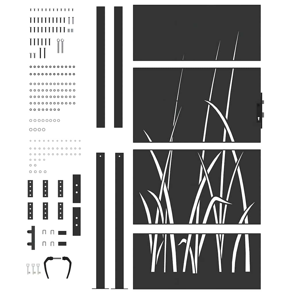 Gartentor, Gartentor 105x75 cm Cortenstahl Gras Design Schwarz