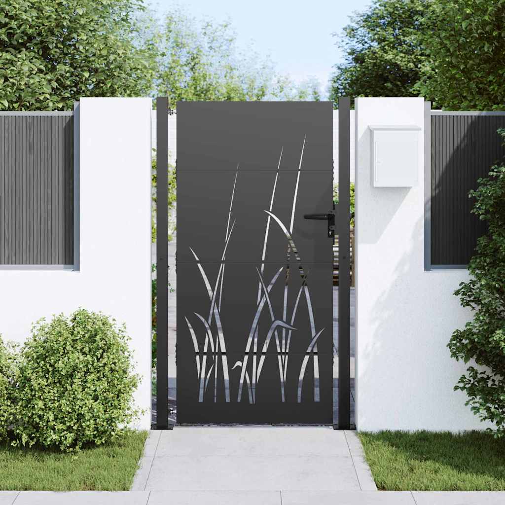 Gartentor, Gartentor 105x75 cm Cortenstahl Gras Design Schwarz