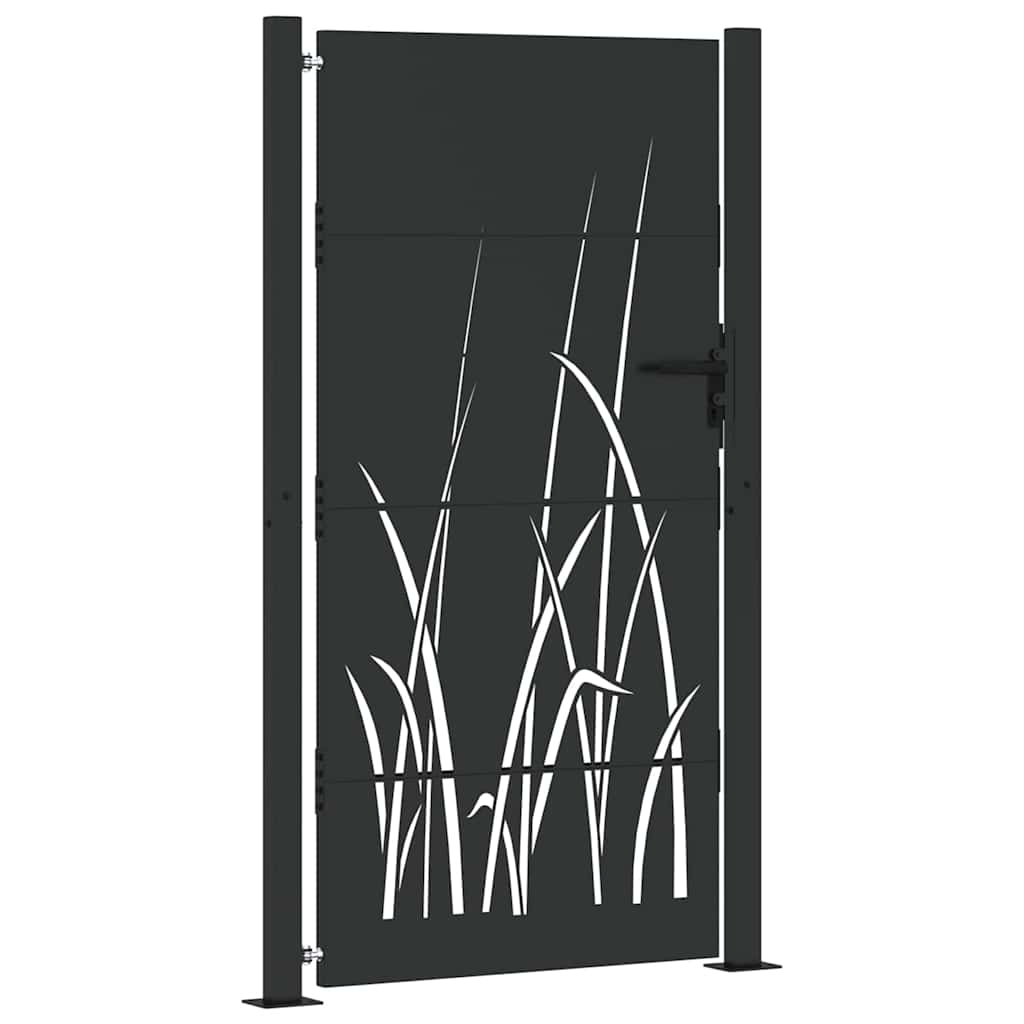 Gartentor, Gartentor 105x75 cm Cortenstahl Gras Design Schwarz