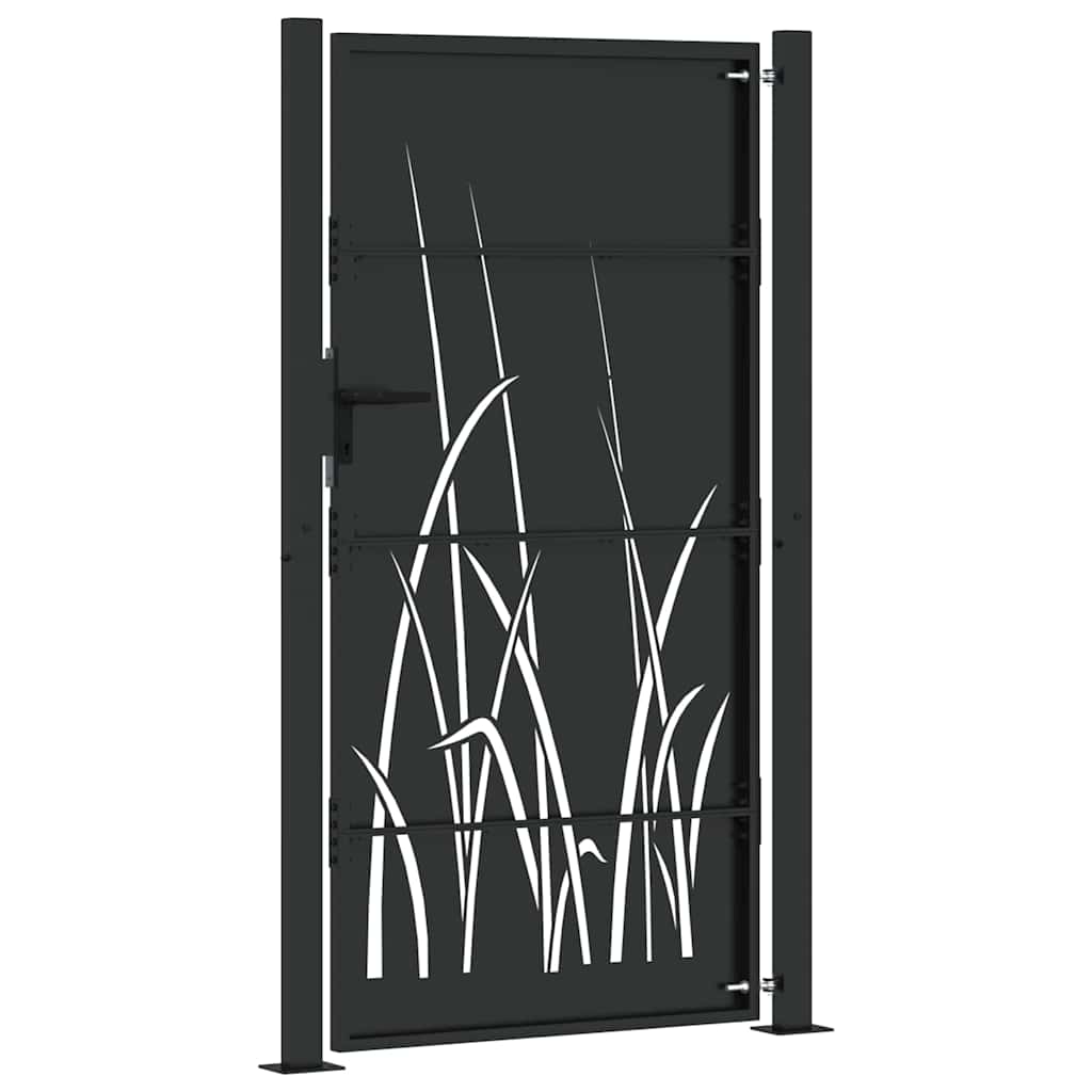 Gartentor, Gartentor 105x75 cm Cortenstahl Gras Design Schwarz