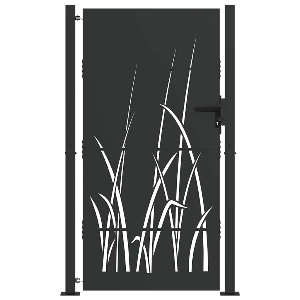 Gartentor, Gartentor 105x75 cm Cortenstahl Gras Design Schwarz