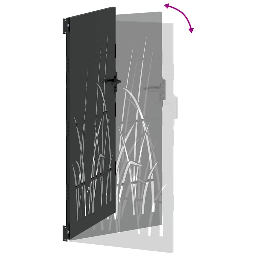 Gartentor, Gartentor 105x75 cm Cortenstahl Gras Design Schwarz