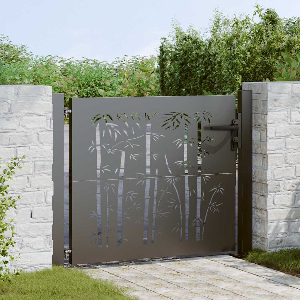 Gartentor, Gartenzaun 105x75 cm Cortenstahl Bambus Design