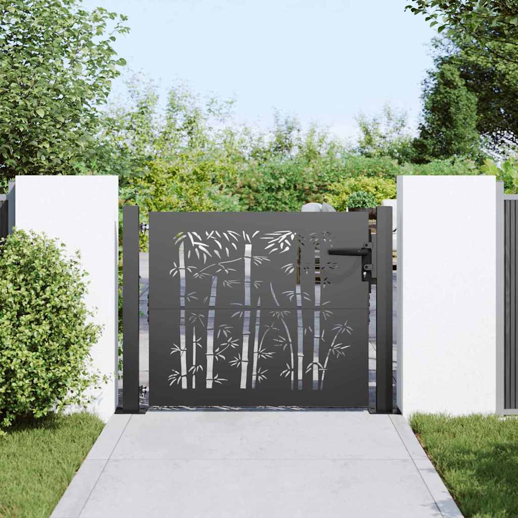 Gartentor, Gartenzaun 105x75 cm Cortenstahl Bambus Design