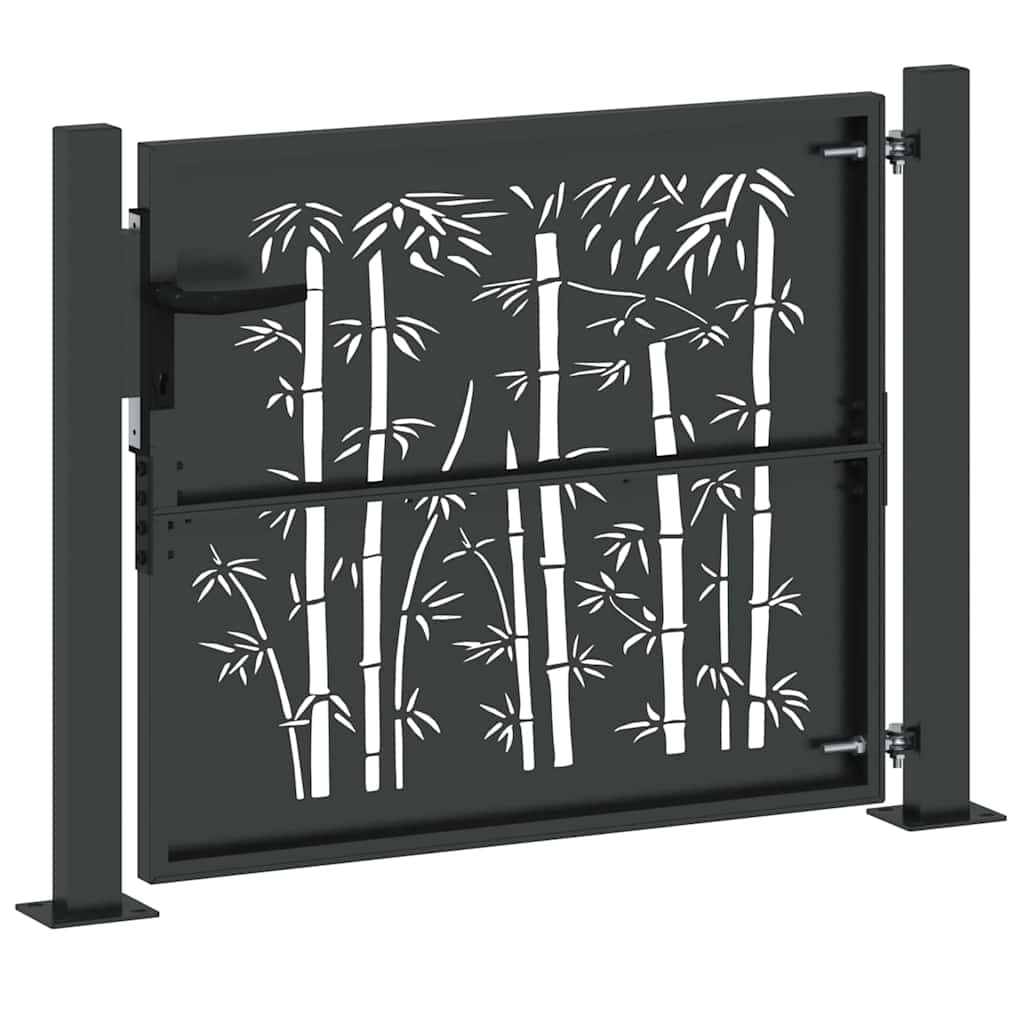 Gartentor, Gartenzaun 105x75 cm Cortenstahl Bambus Design