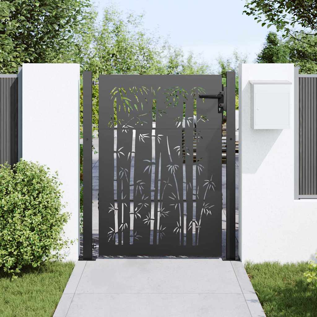 Gartentor, Gartenzaun 105x75 cm Cortenstahl Bambus Design