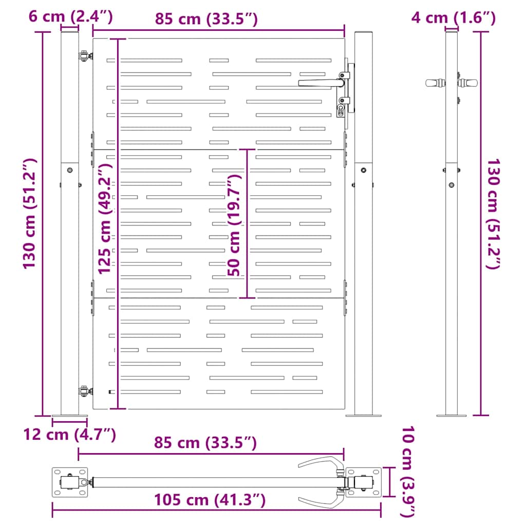 Gartentor, Gartentor 105x75 cm Cortenstahl quadratisches Design