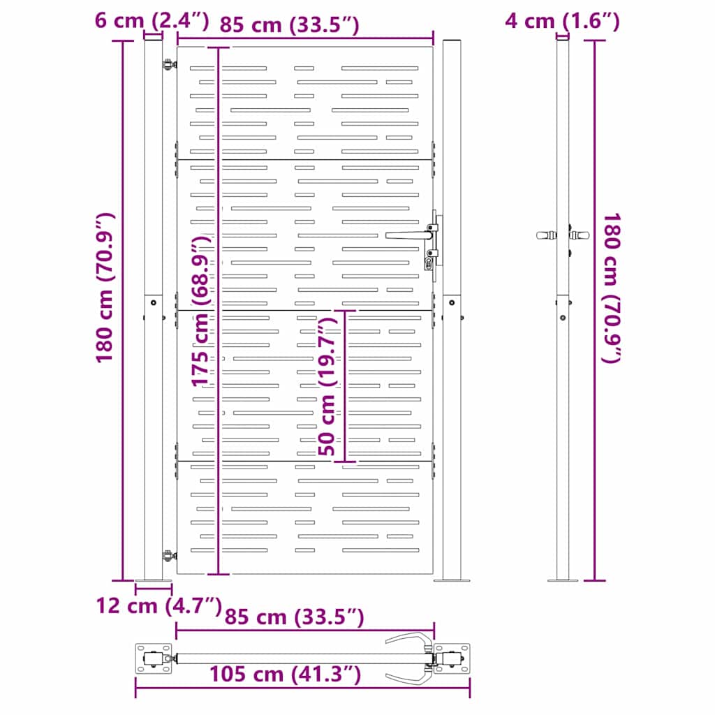 Gartentor, Gartentor 105x75 cm Cortenstahl quadratisches Design