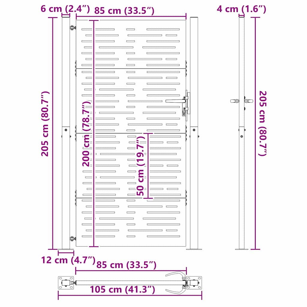 Gartentor, Gartentor 105x75 cm Cortenstahl quadratisches Design