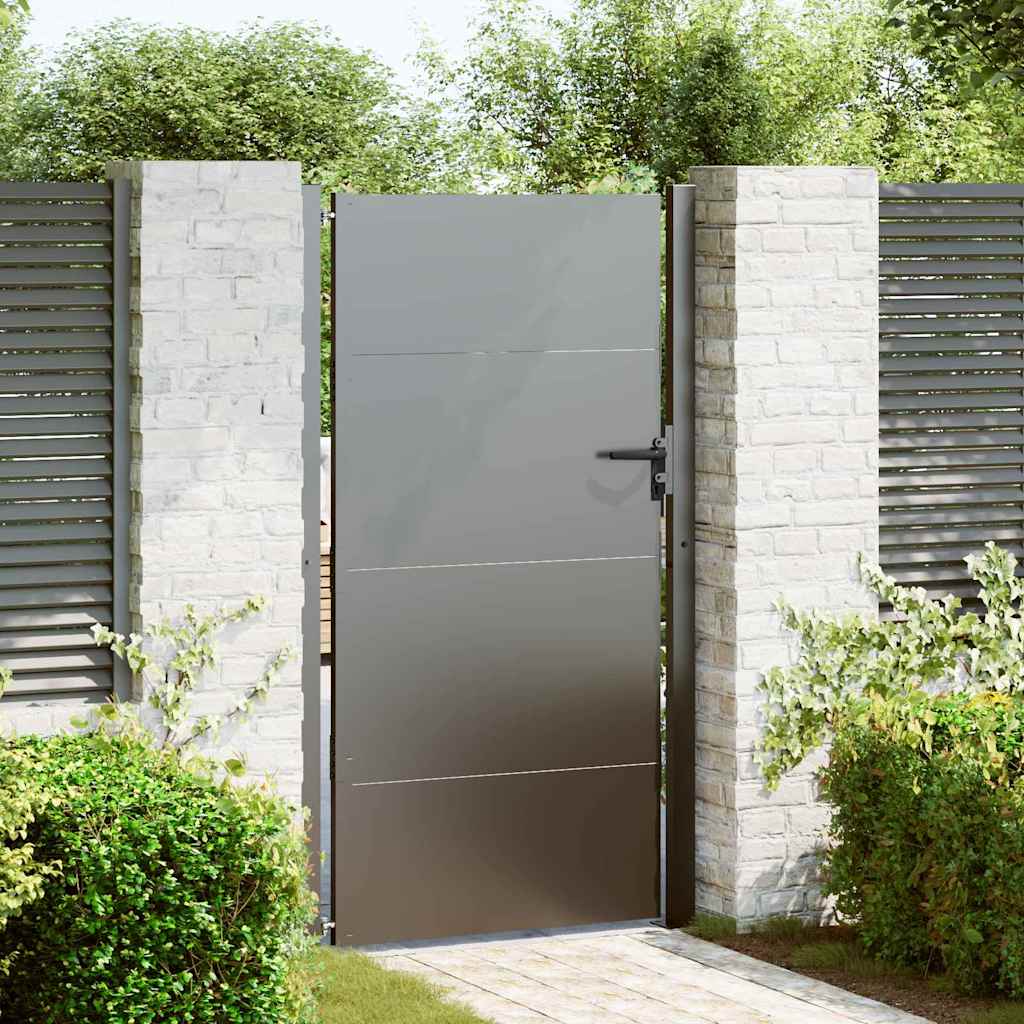 Gartentor Schwarz 105 x 200 cm Pulverbeschichteter Stahl