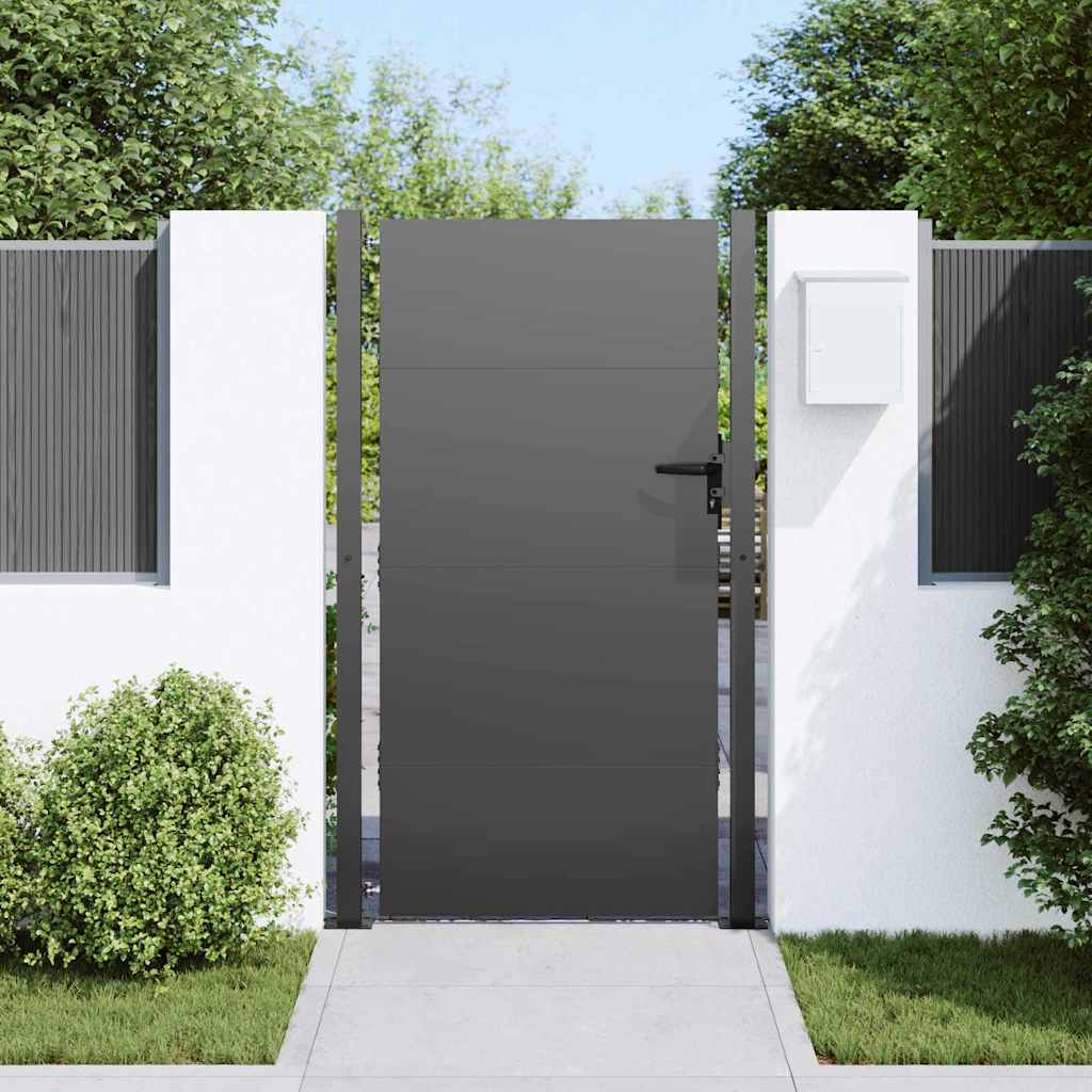 Gartentor Schwarz 105 x 200 cm Pulverbeschichteter Stahl