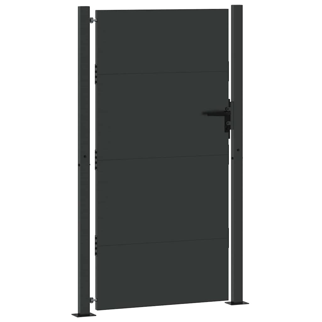 Gartentor Schwarz 105 x 200 cm Pulverbeschichteter Stahl