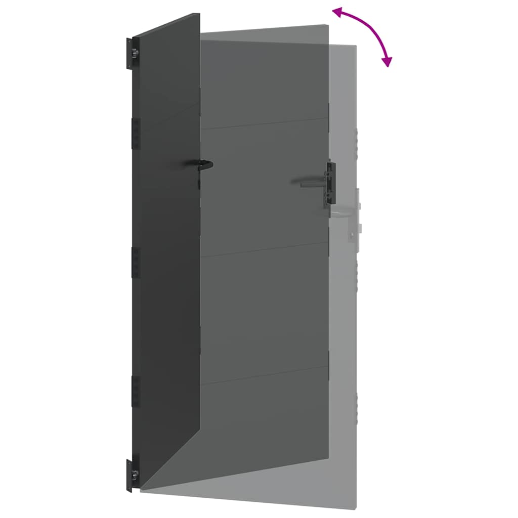 Gartentor Schwarz 105 x 200 cm Pulverbeschichteter Stahl