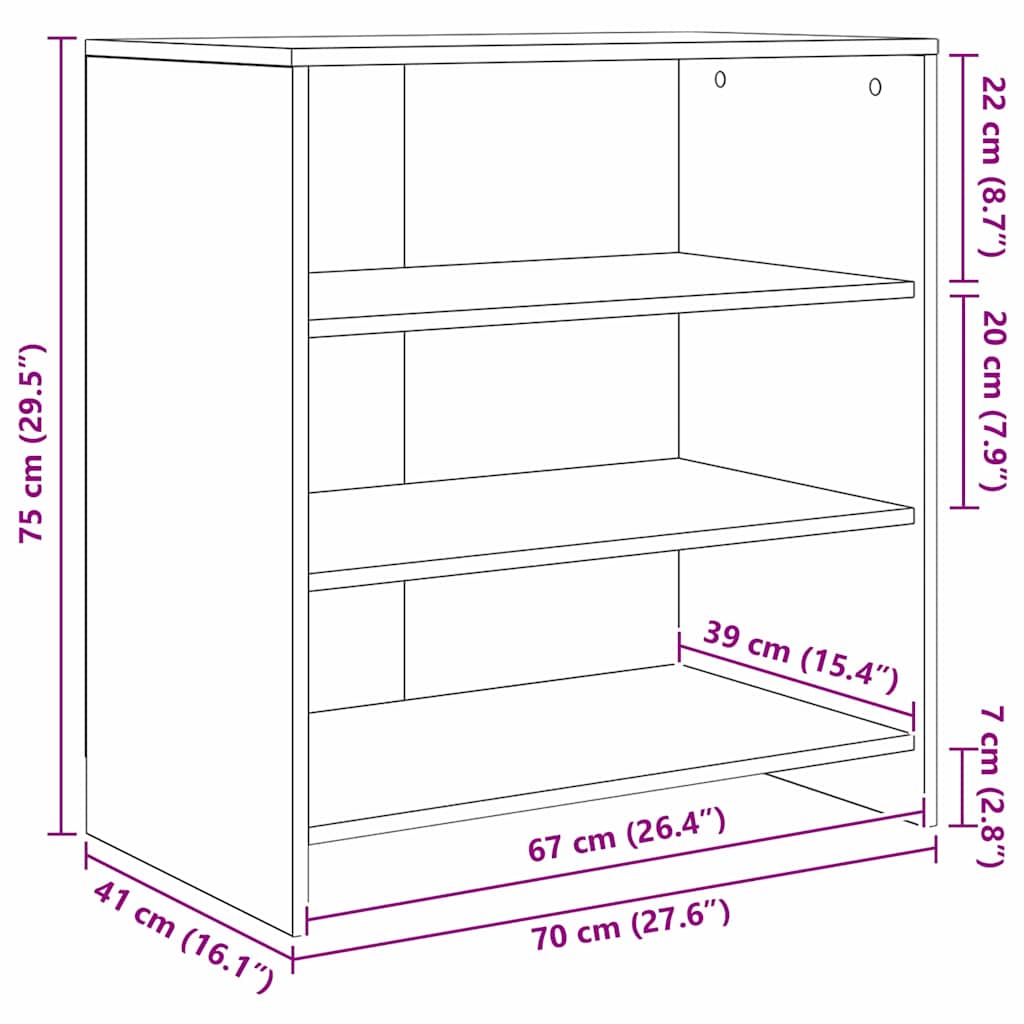 Sideboards 2 pcs Schwarze Eiche 70 x 41 x 75 cm Holzwerkstoff