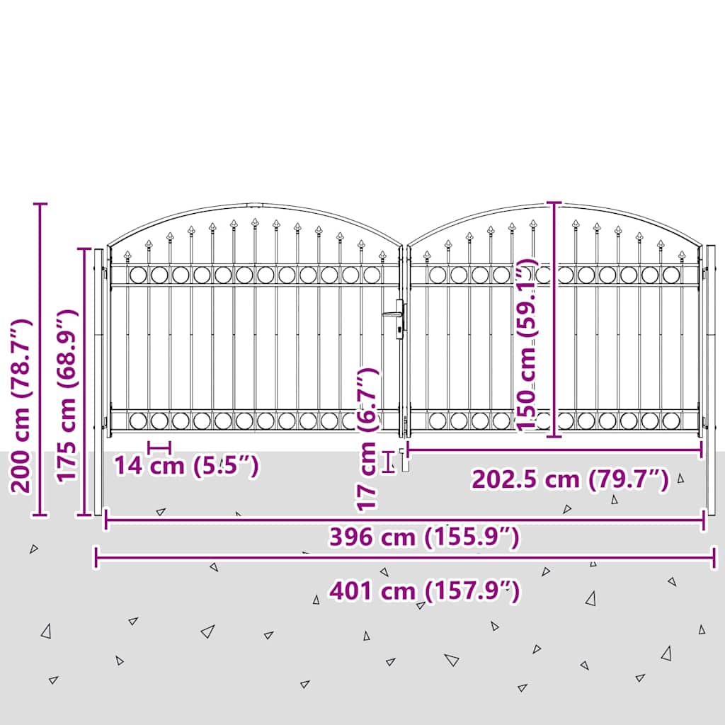 Zaun tor Sonstiges Verstellbar Grau 400 x 150 cm Stahl