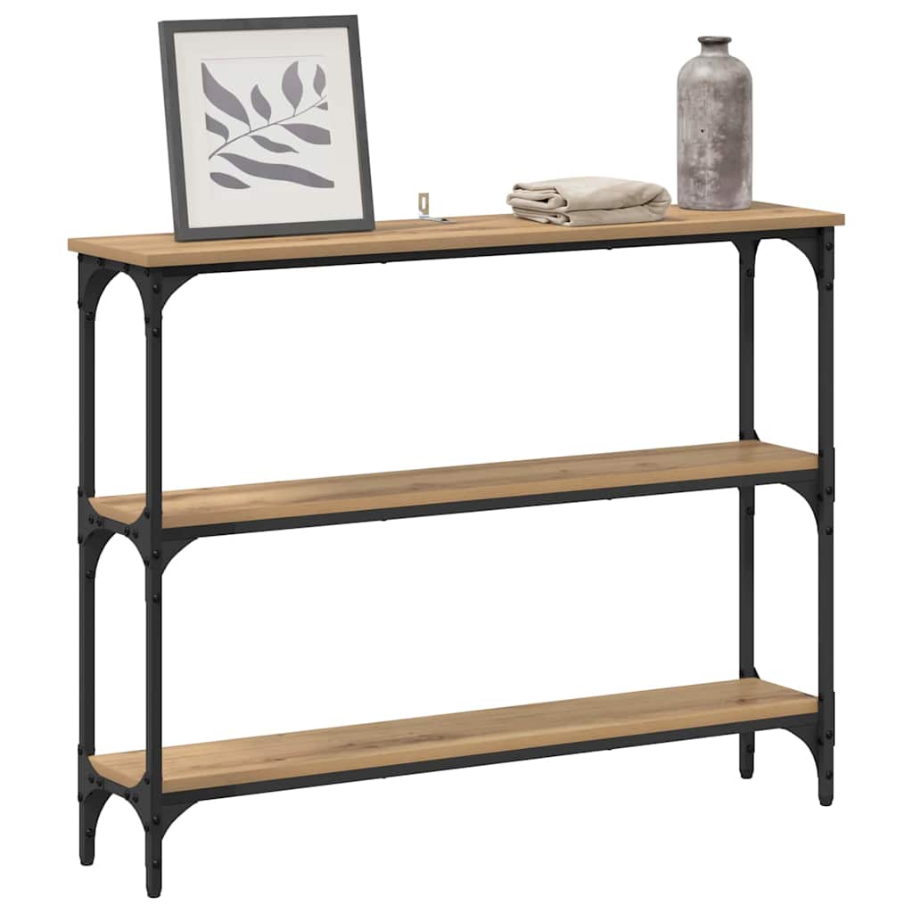 Konsolentisch mit Regal Eiche handwerklich 100 x 22,5 x 75 cm