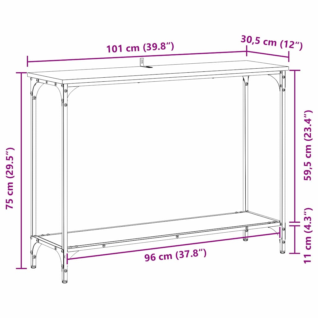 Konsolentisch Schwarze Eiche 101 x 30.5 x 75 cm Holzwerkstoff