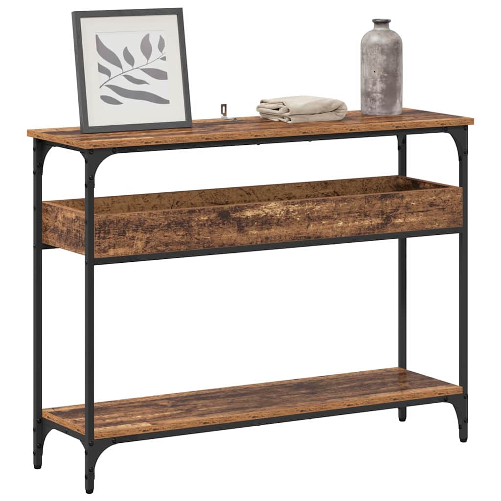 Konsolentisch mit Regal Altholz 100 x 29 x 75 cm Holzwerkstoff