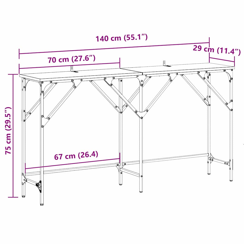 Konsolentisch Altholz 140 x 29 x 75 cm Holzwerkstoff