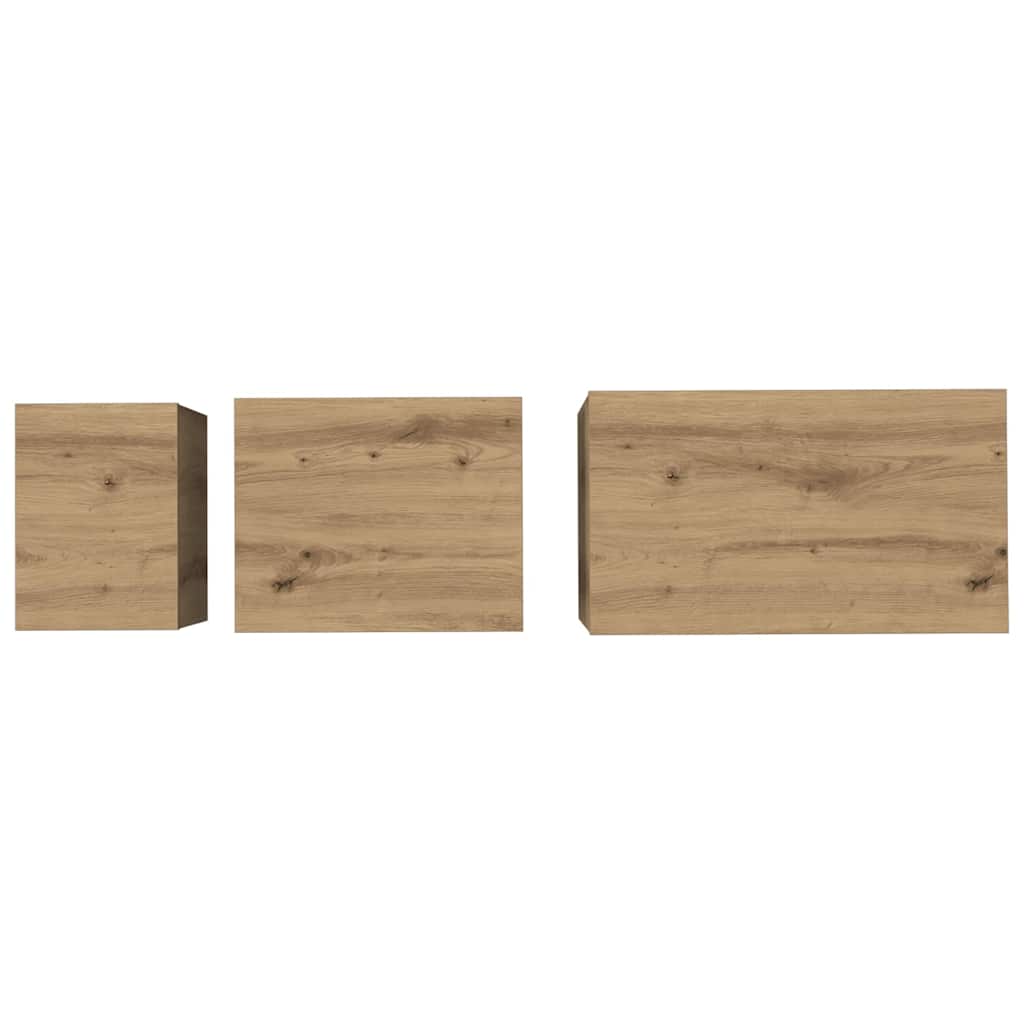 Nesting Couchtisch 3 pcs Eiche handwerklich 60 x 35 x 56 cm