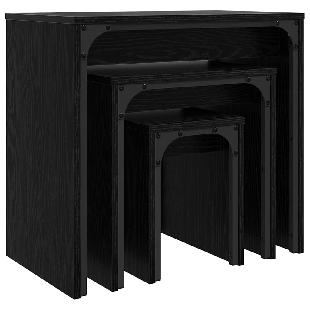 Nesting Couchtisch 3 pcs Schwarze Eiche 60 x 35 x 56 cm