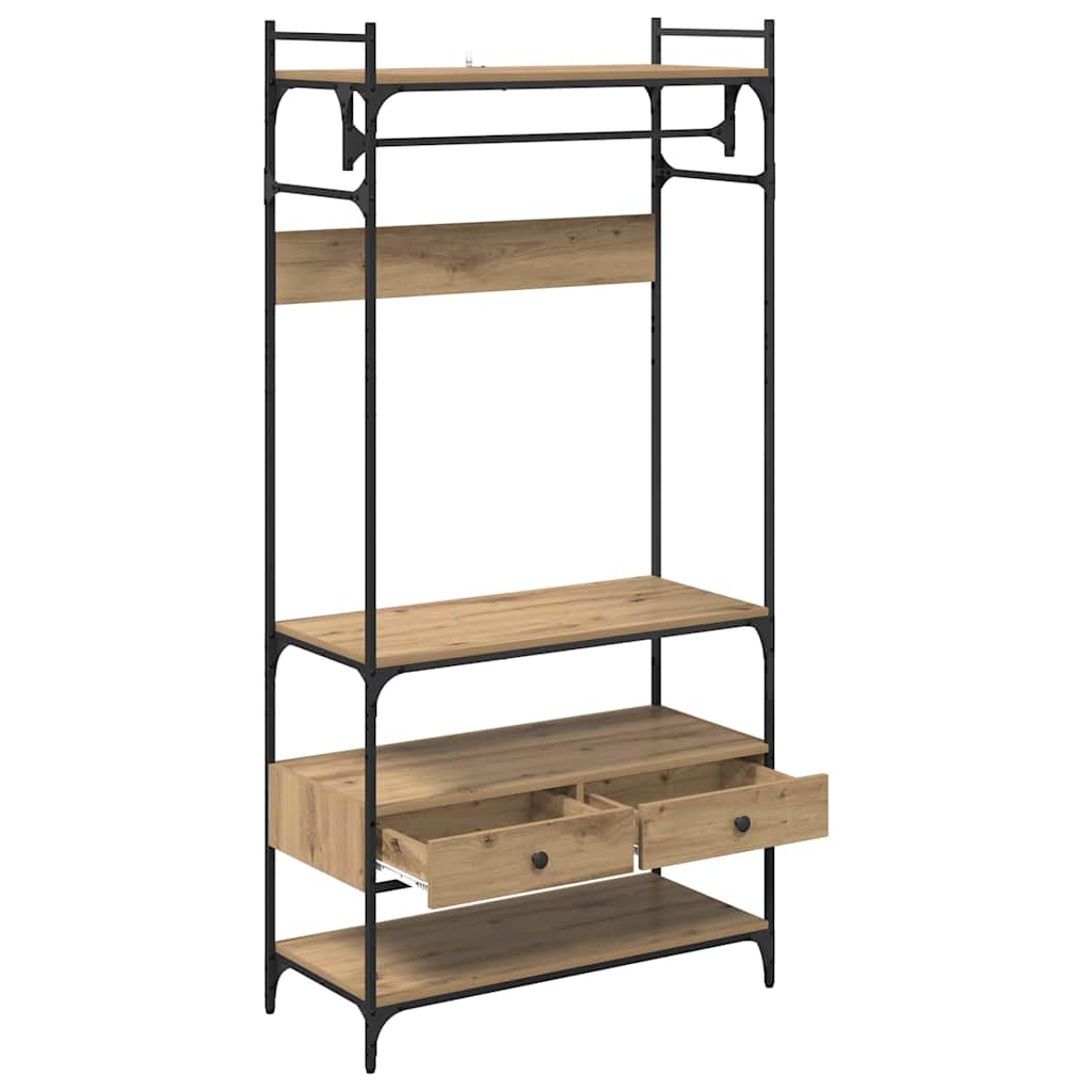Kleiderschrank mit Regal Eiche handwerklich 89 x 39 x 184.5 cm