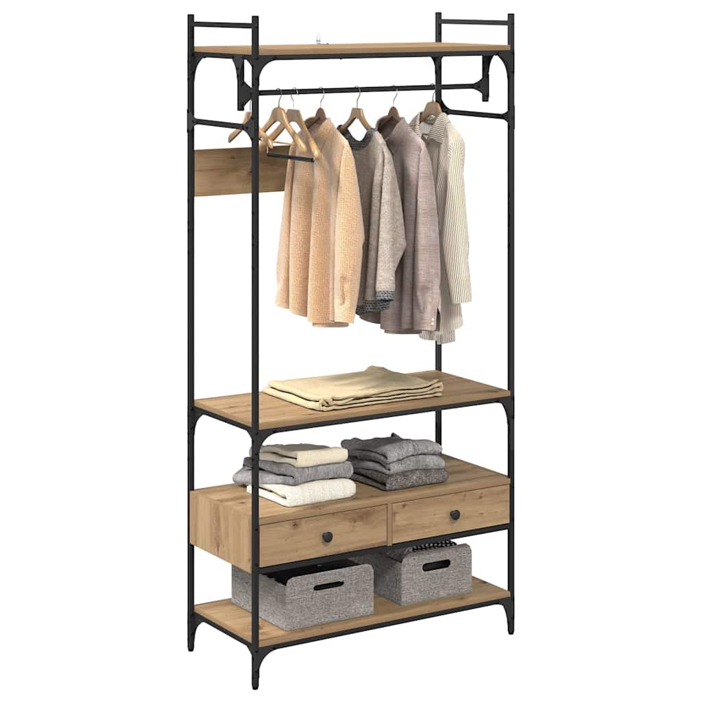 Kleiderschrank mit Regal Eiche handwerklich 89 x 39 x 184.5 cm