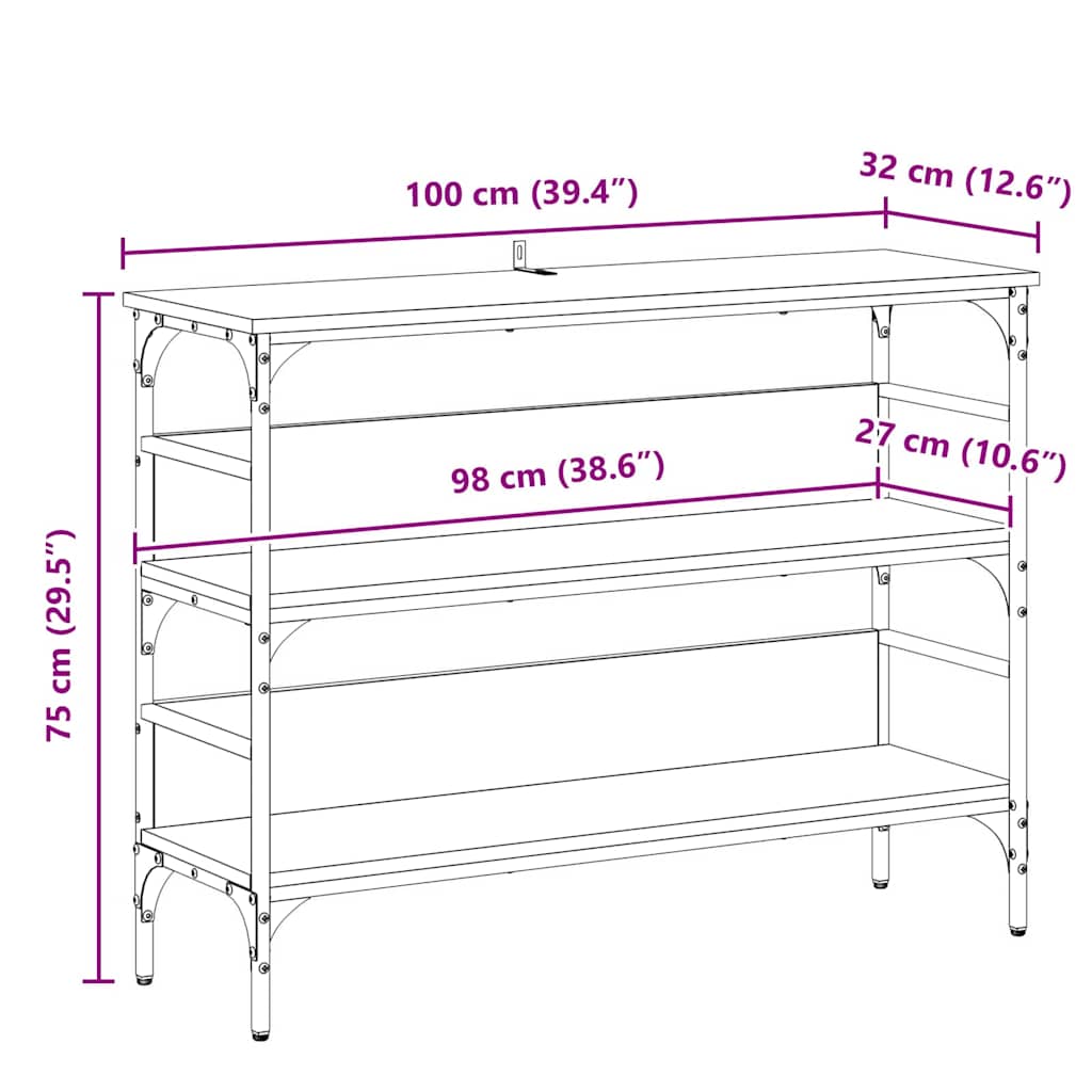 Konsolentisch Eiche handwerklich 100 x 32 x 75 cm Holzwerkstoff