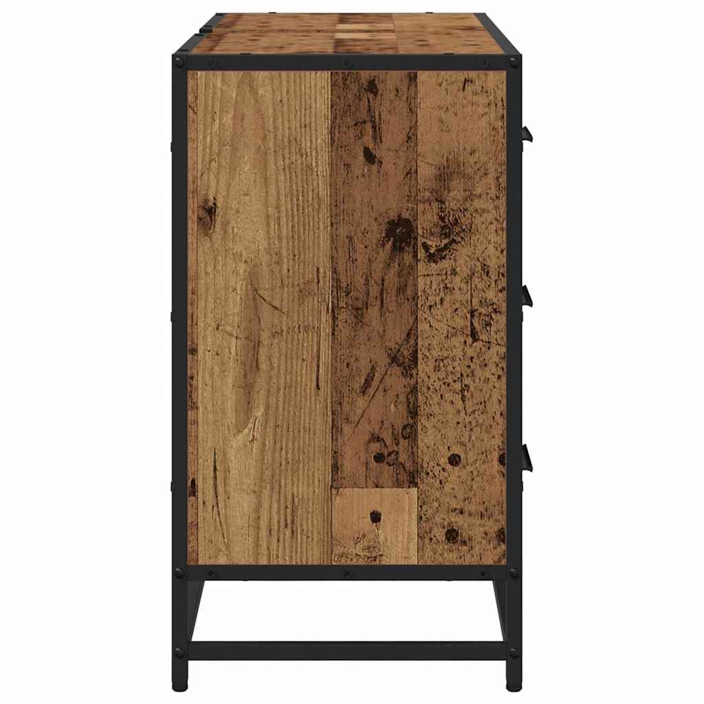 Badezimmer Waschbecken Schrank mit Tür Altholz 80 x 33 x 60 cm