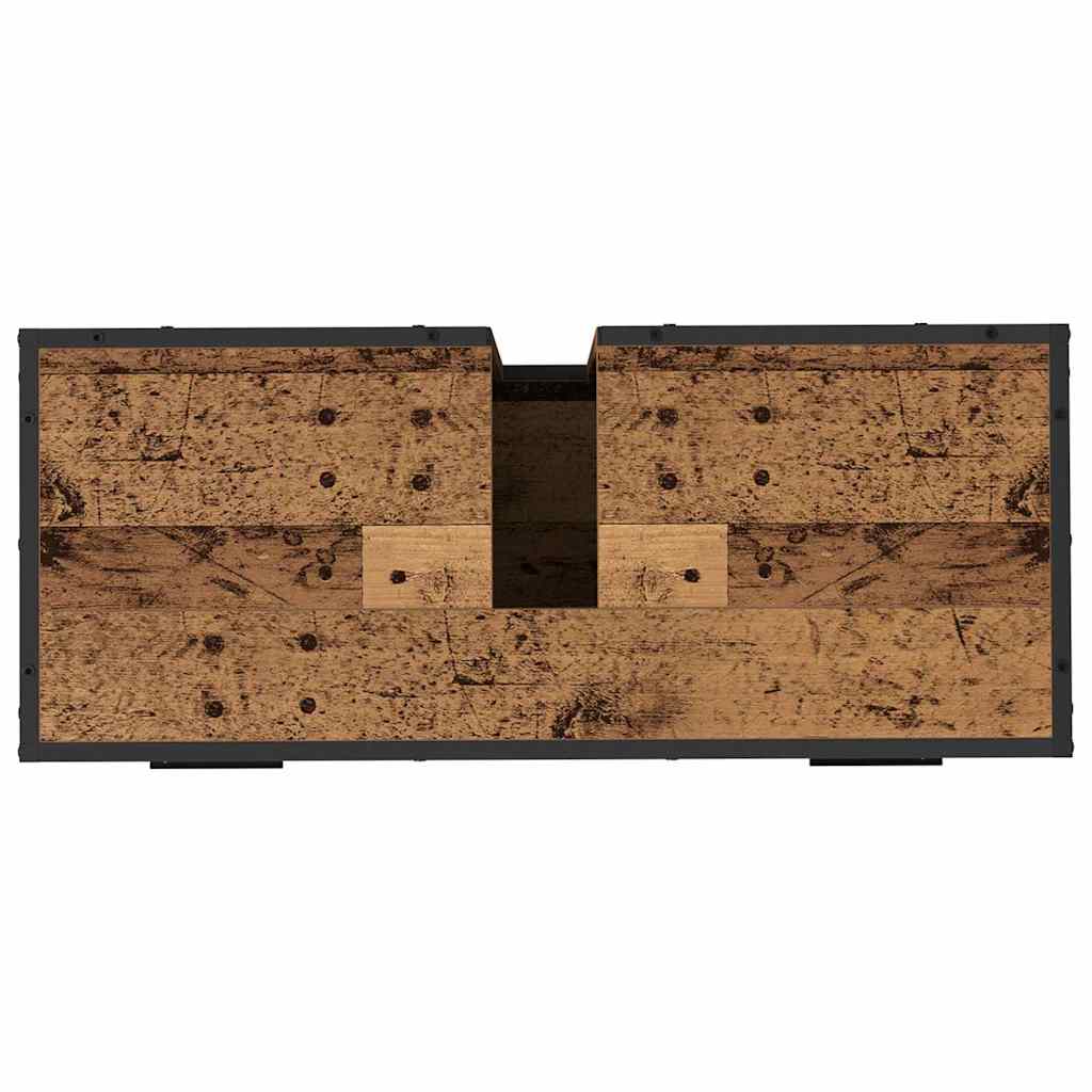 Badezimmer Waschbecken Schrank mit Tür Altholz 80 x 33 x 60 cm