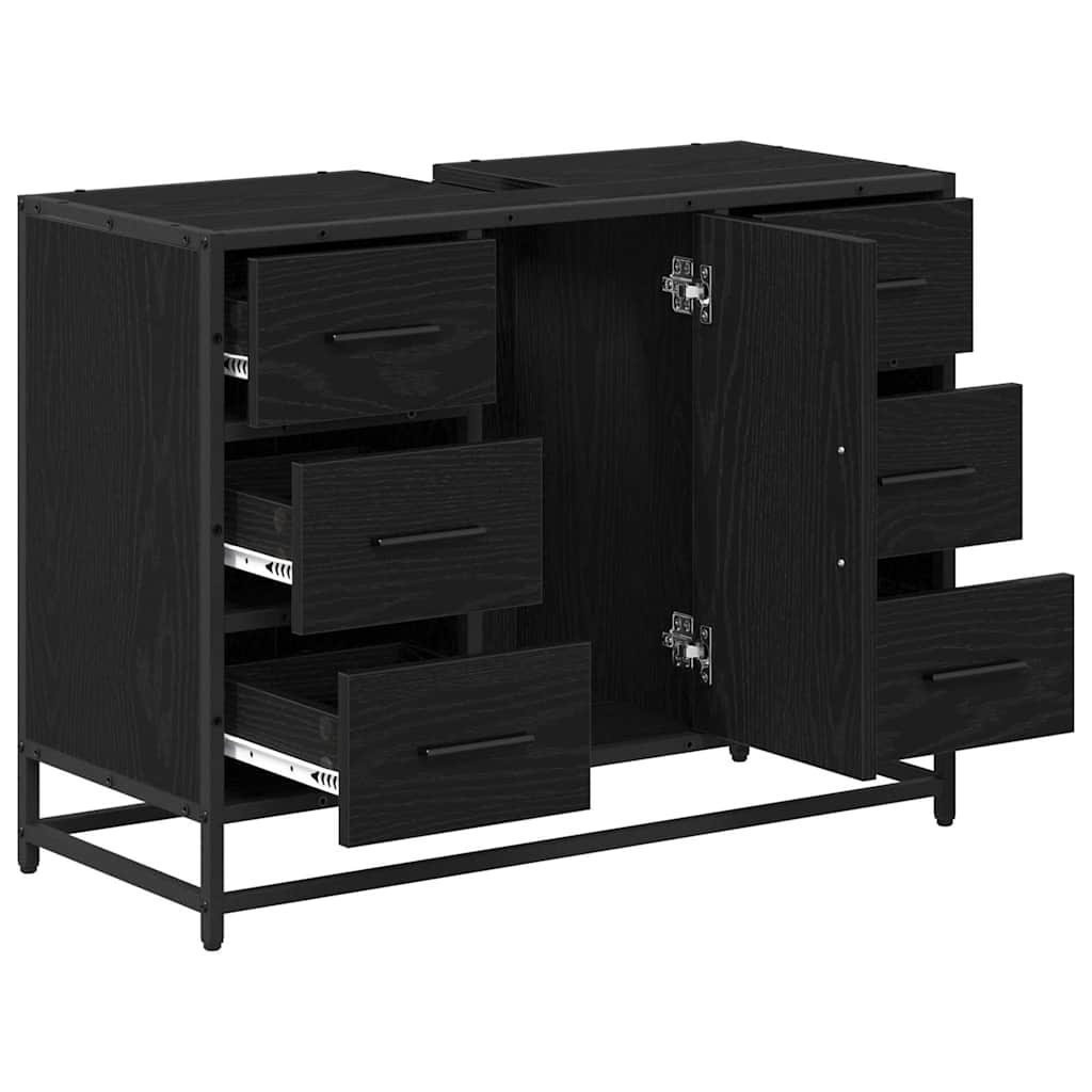 Badezimmer Waschbecken Schrank Schwarze Eiche 80 x 33 x 60 cm