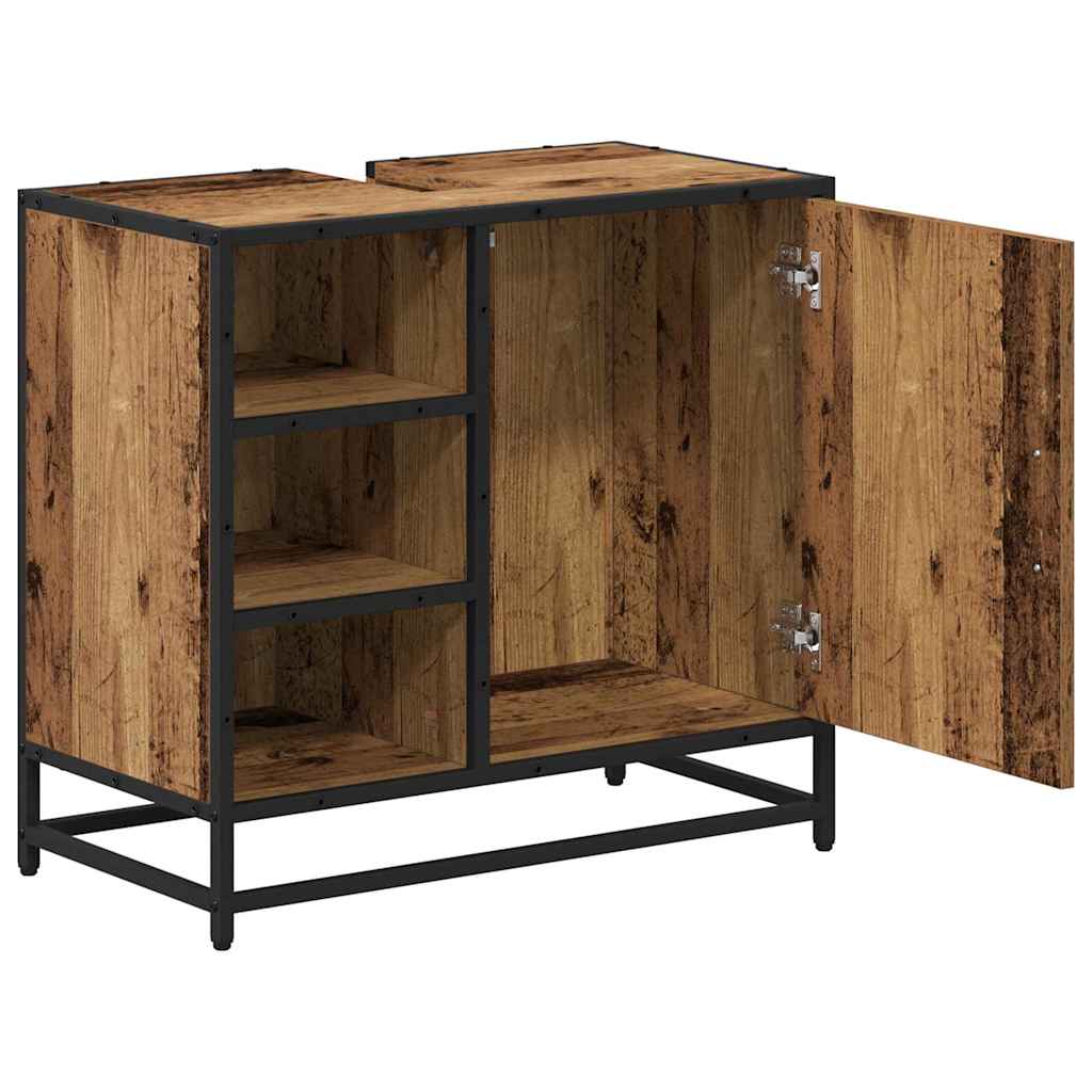 Badezimmer Waschbecken Schrank mit Tür Altholz 65 x 33 x 60 cm