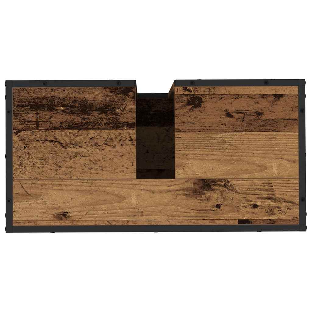 Badezimmer Waschbecken Schrank mit Tür Altholz 65 x 33 x 60 cm