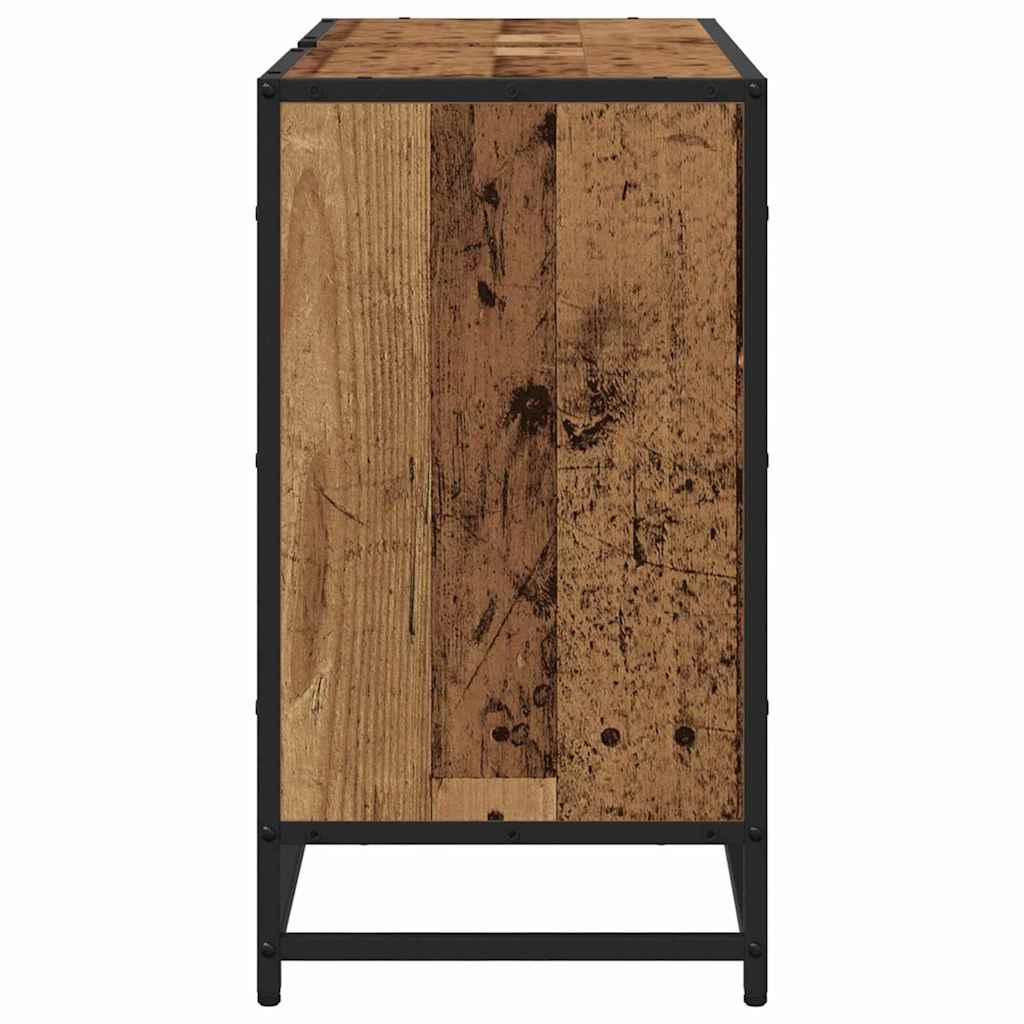 Badezimmer Waschbecken Schrank mit Tür Altholz 80 x 33 x 60 cm