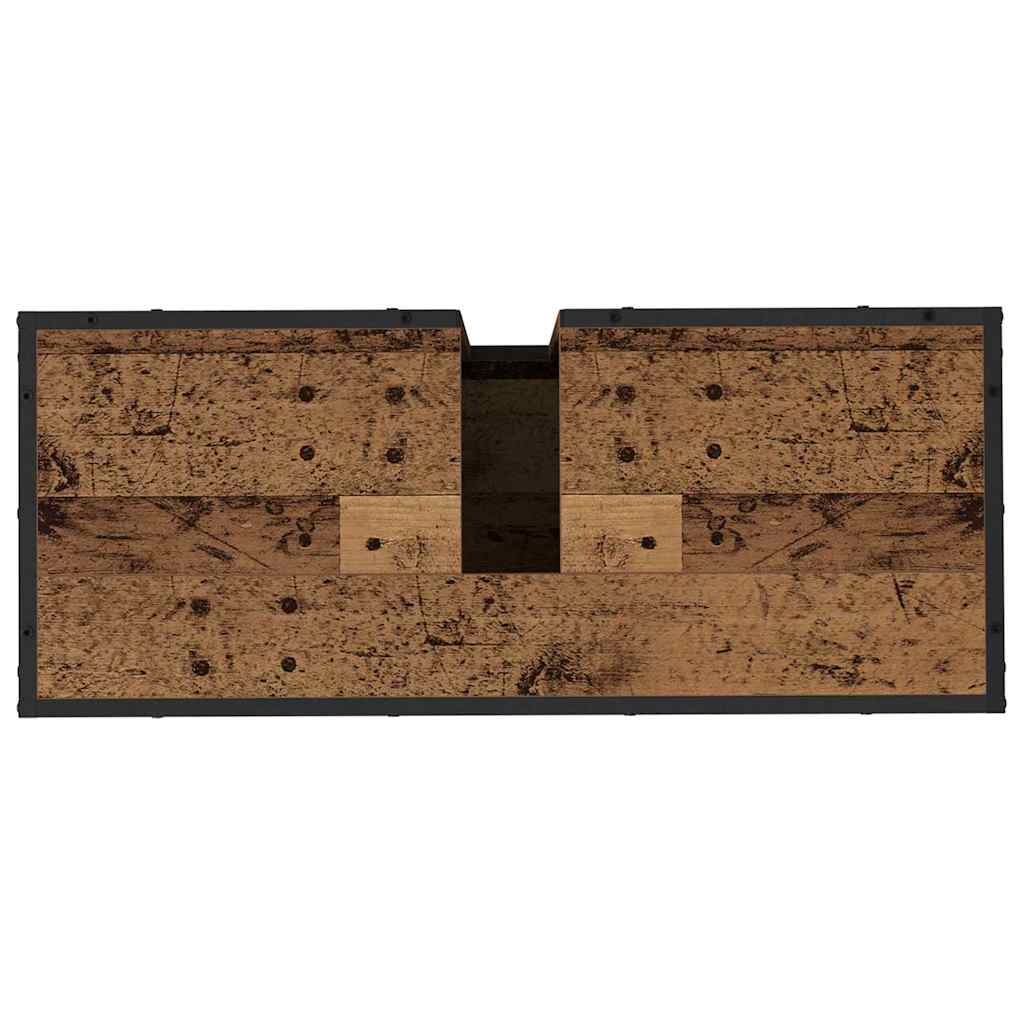 Badezimmer Waschbecken Schrank mit Tür Altholz 80 x 33 x 60 cm