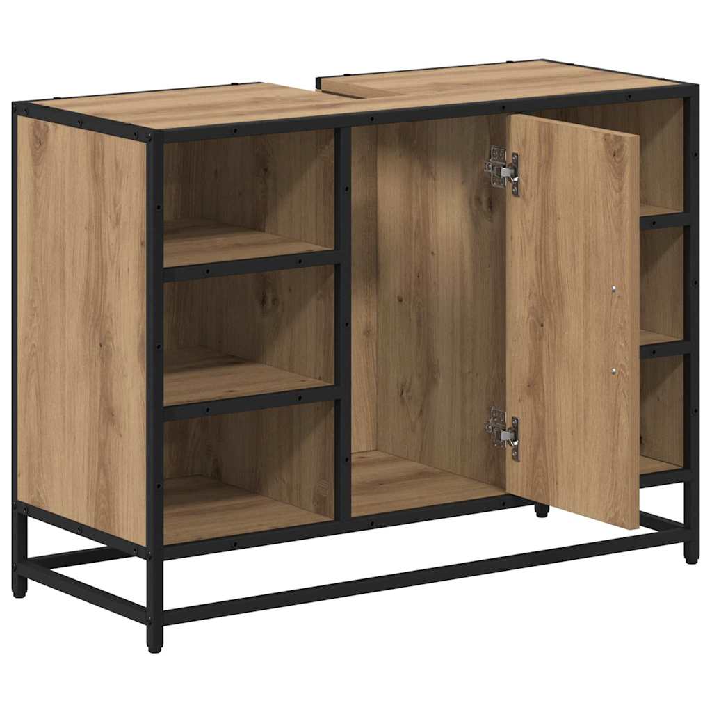 Badezimmer Waschbecken Schrank mit Regal Eiche handwerklich