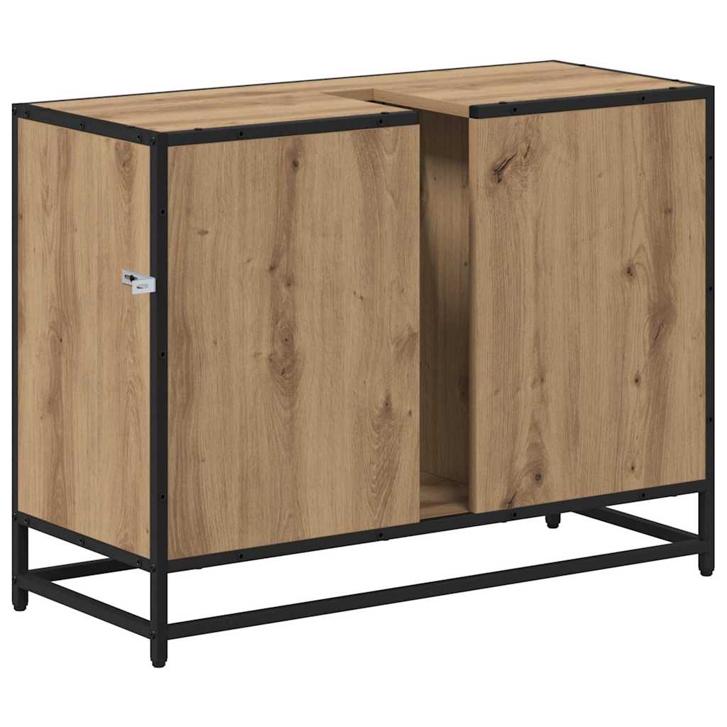 Badezimmer Waschbecken Schrank mit Regal Eiche handwerklich