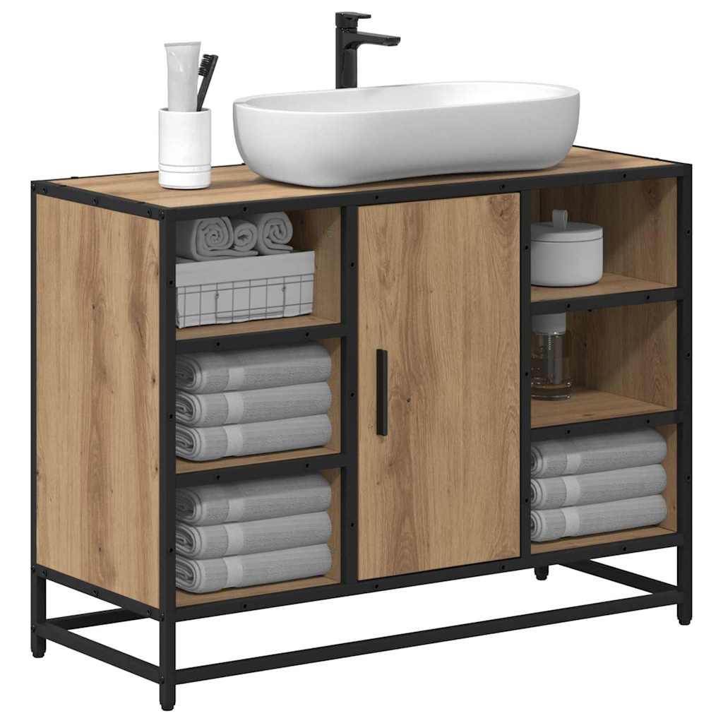 Badezimmer Waschbecken Schrank mit Regal Eiche handwerklich