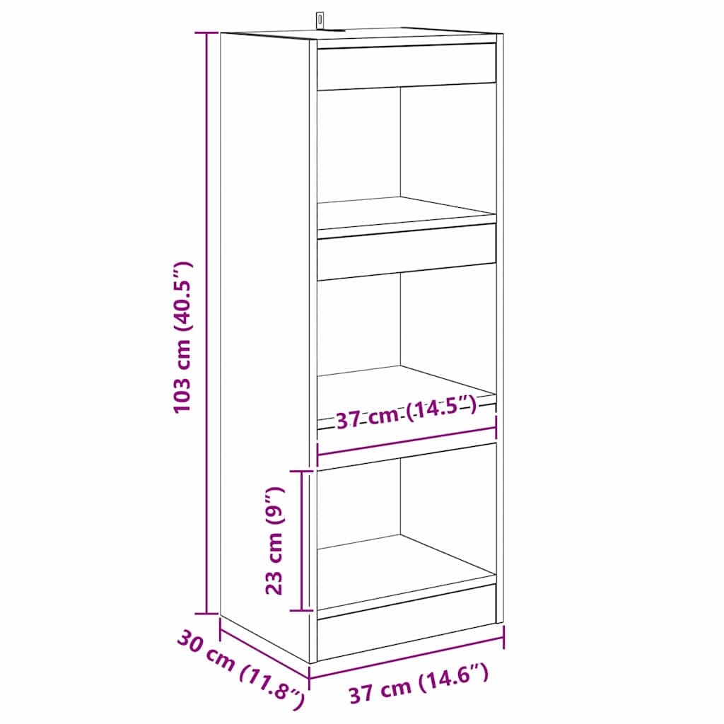 Bücherregal Eiche handwerklich 40 x 30 x 103 cm Holzwerkstoff