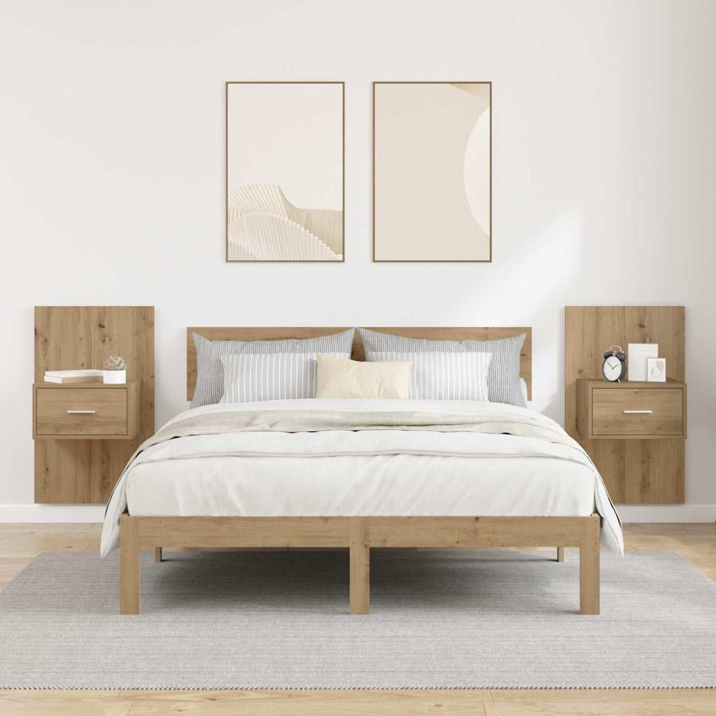 Bettschrank 2 pcs Eiche handwerklich 48,5 x 32,5 x 80 cm