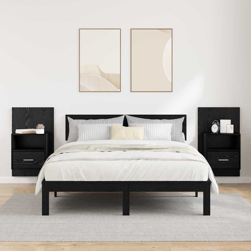Bettschrank 2 pcs Schwarze Eiche 48,5 x 32,5 x 80 cm