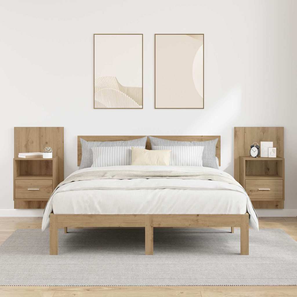 Bettschrank 2 pcs Eiche handwerklich 48,5 x 32,5 x 80 cm