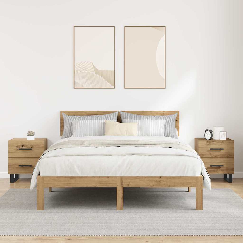 Nachttische 2 pcs Eiche handwerklich 40 x 35 x 47,5 cm