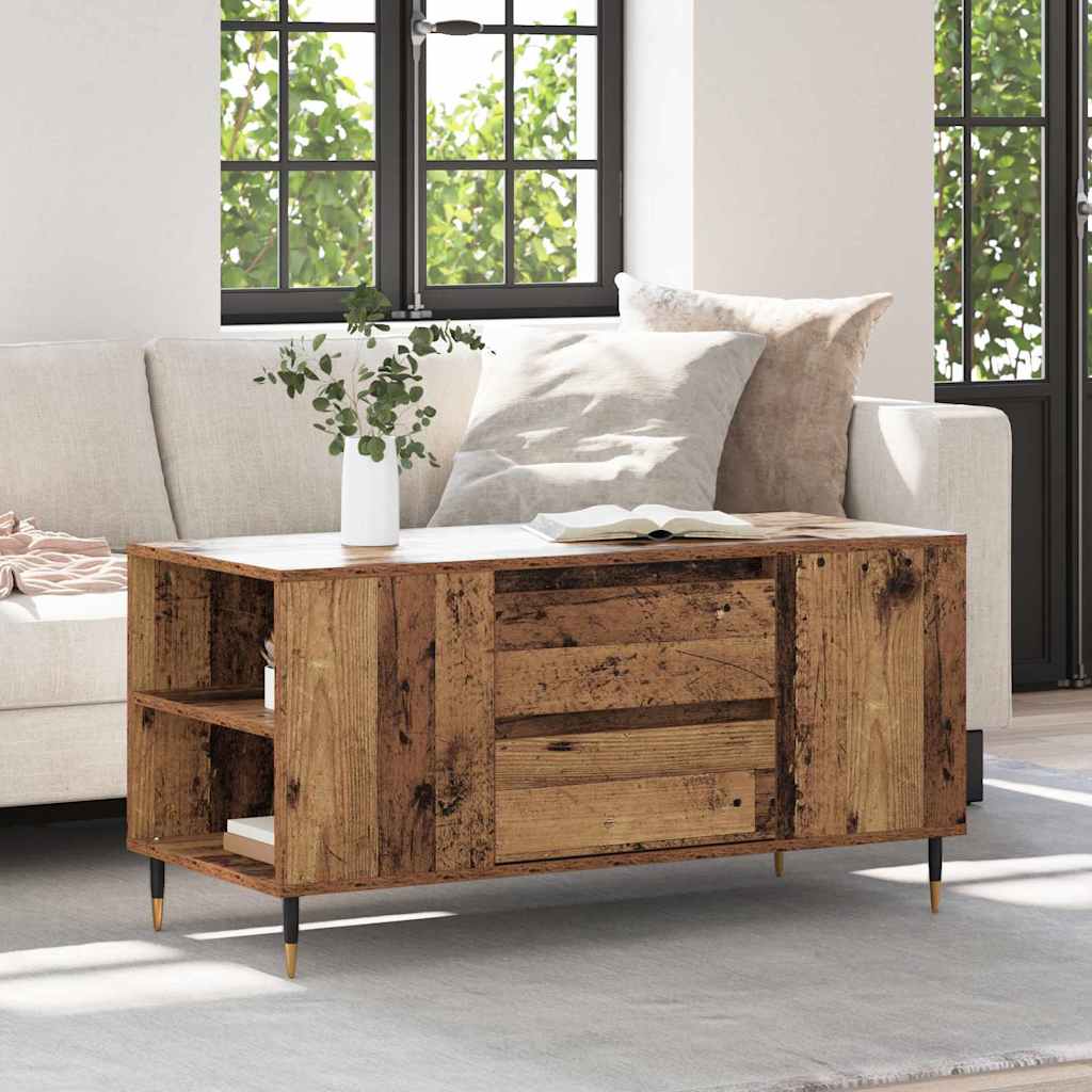 Couchtisch with Drawer Altholz 102 x 44,5 x 50 cm Holzwerkstoff