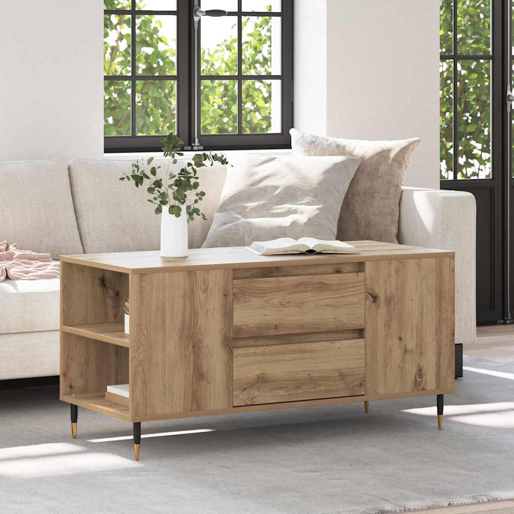 Couchtisch Eiche handwerklich 102 x 44,5 x 50 cm Holzwerkstoff