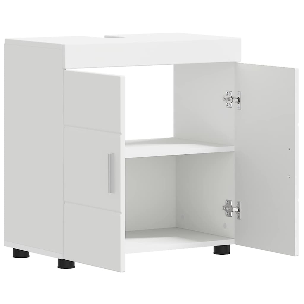 Badezimmer Waschbecken Schrank mit Tür Weiß 60 x 34 x 63 cm