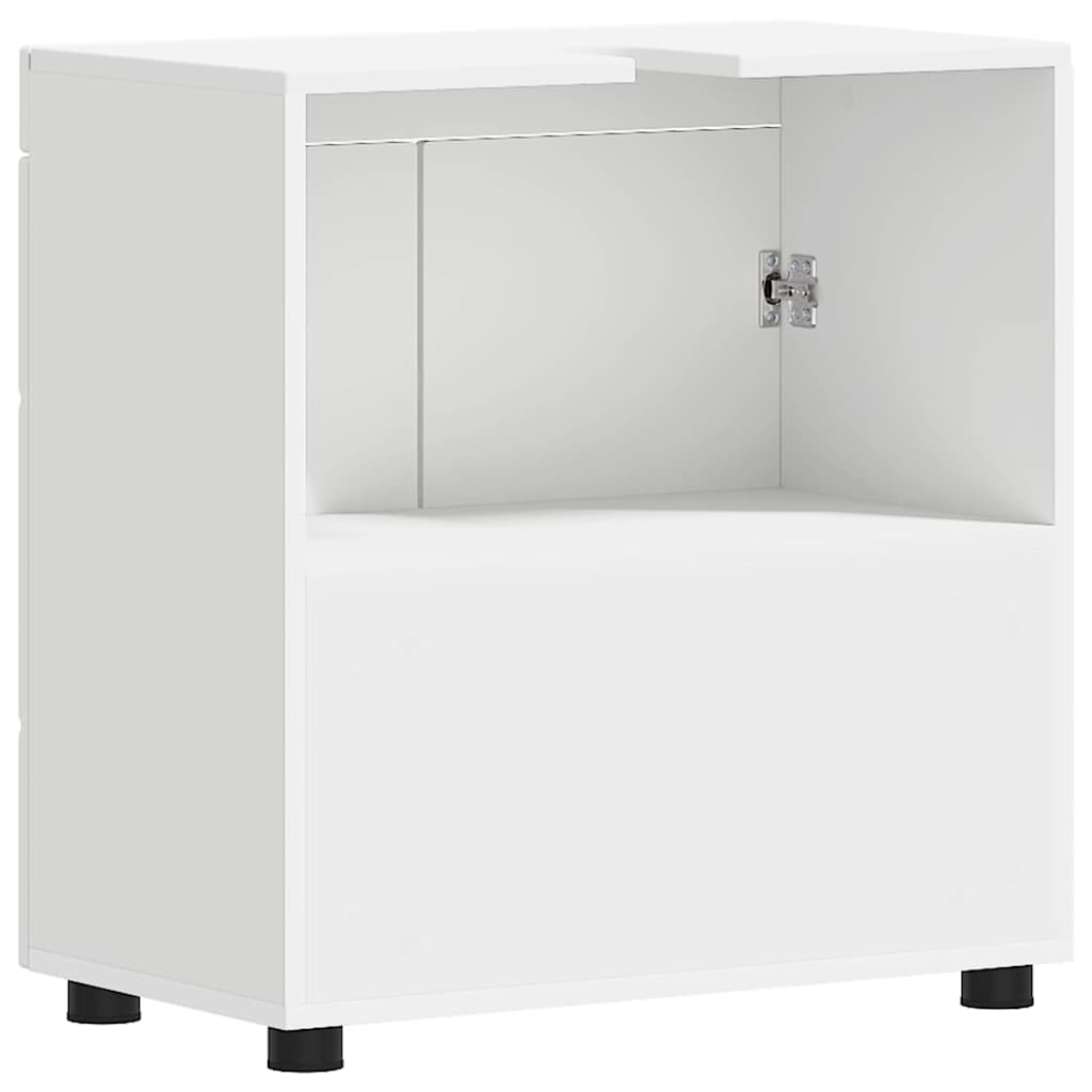 Badezimmer Waschbecken Schrank mit Tür Weiß 60 x 34 x 63 cm