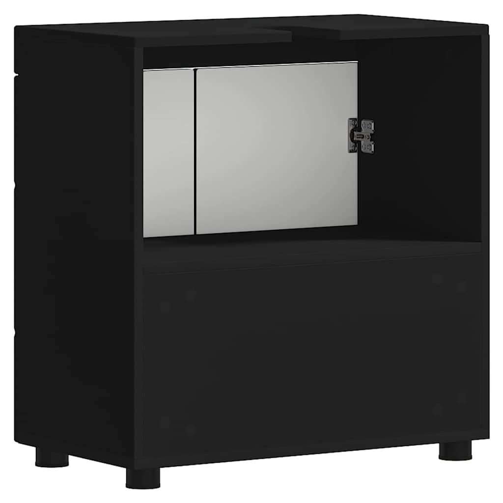 Badezimmer Waschbecken Schrank mit Tür Schwarz 60 x 34 x 63 cm