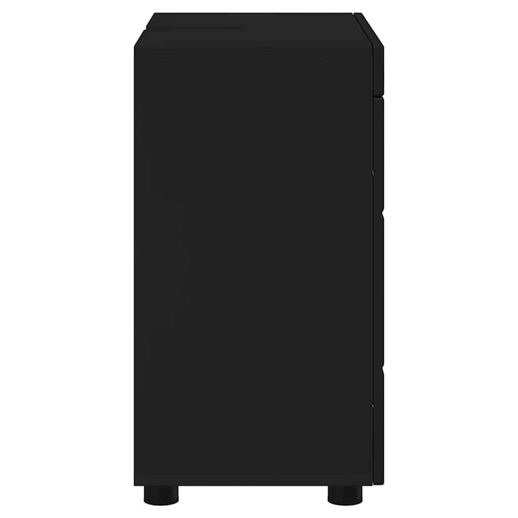 Badezimmer Waschbecken Schrank mit Tür Schwarz 60 x 34 x 63 cm